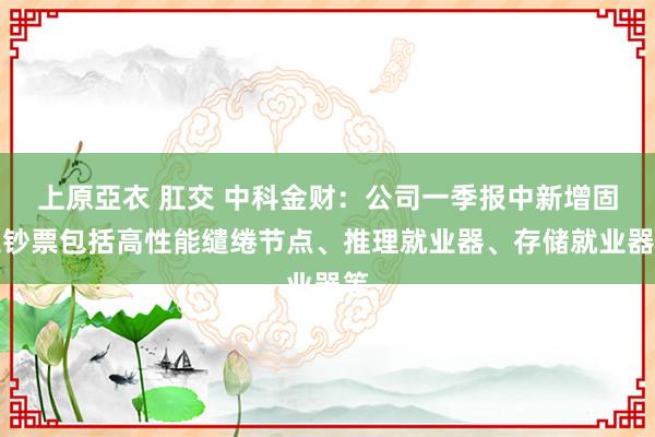 上原亞衣 肛交 中科金财：公司一季报中新增固定钞票包括高性能缱绻节点、推理就业器、存储就业器等