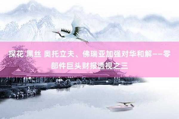 探花 黑丝 奥托立夫、佛瑞亚加强对华和解——零部件巨头财报透视之三