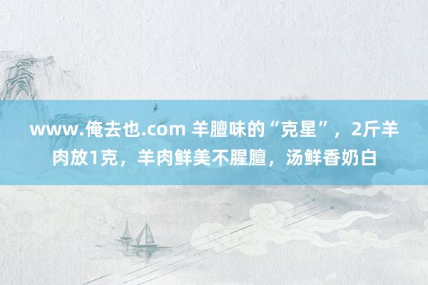 www.俺去也.com 羊膻味的“克星”，2斤羊肉放1克，羊肉鲜美不腥膻，汤鲜香奶白
