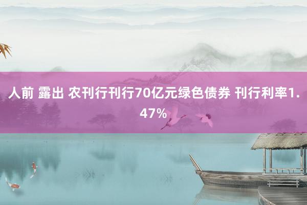 人前 露出 农刊行刊行70亿元绿色债券 刊行利率1.47%