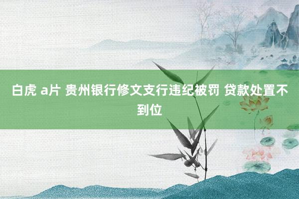 白虎 a片 贵州银行修文支行违纪被罚 贷款处置不到位