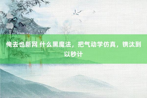 俺去也新网 什么黑魔法，把气动学仿真，镌汰到以秒计