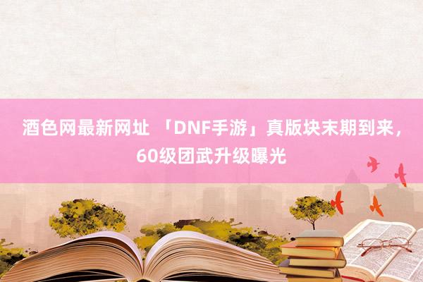 酒色网最新网址 「DNF手游」真版块末期到来，60级团武升级曝光
