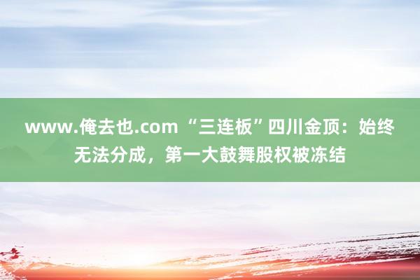 www.俺去也.com “三连板”四川金顶：始终无法分成，第一大鼓舞股权被冻结