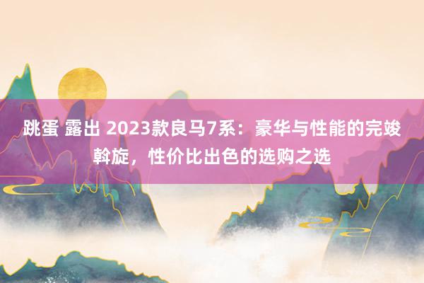 跳蛋 露出 2023款良马7系：豪华与性能的完竣斡旋，性价比出色的选购之选