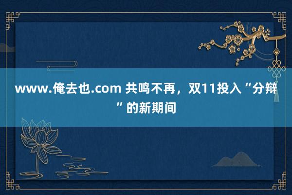 www.俺去也.com 共鸣不再，双11投入“分辩”的新期间