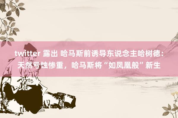 twitter 露出 哈马斯前诱导东说念主哈树德：天然亏蚀惨重，哈马斯将“如凤凰般”新生