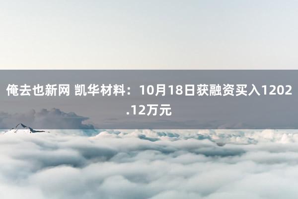 俺去也新网 凯华材料：10月18日获融资买入1202.12万元