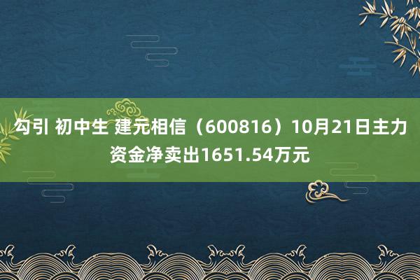 勾引 初中生 建元相信（600816）10月21日主力资金净卖出1651.54万元