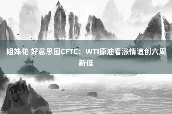 姐妹花 好意思国CFTC：WTI原油看涨情谊创六周新低