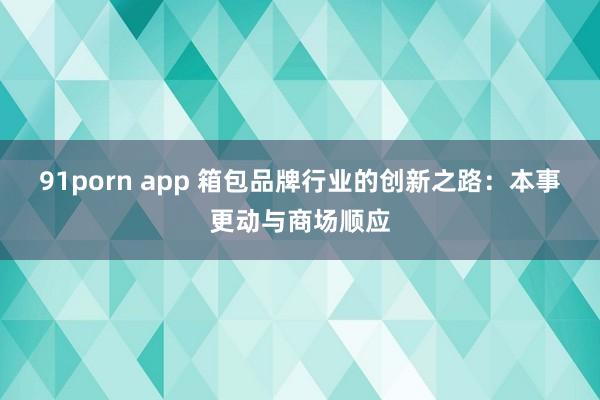 91porn app 箱包品牌行业的创新之路：本事更动与商场顺应
