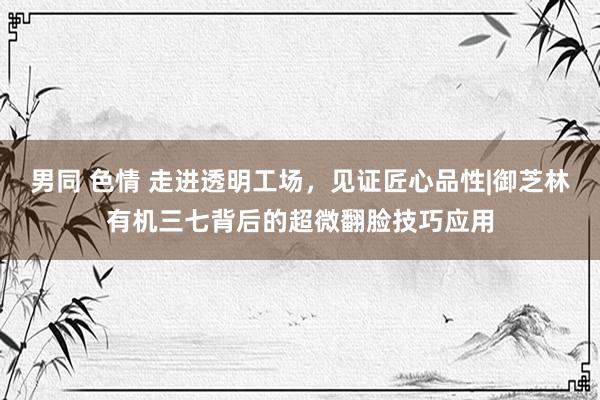 男同 色情 走进透明工场，见证匠心品性|御芝林有机三七背后的超微翻脸技巧应用