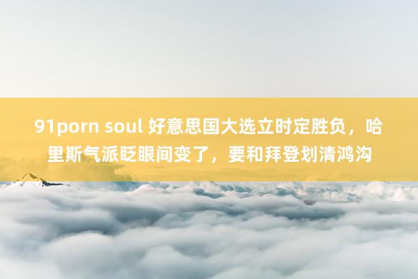 91porn soul 好意思国大选立时定胜负，哈里斯气派眨眼间变了，要和拜登划清鸿沟