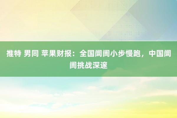 推特 男同 苹果财报：全国阛阓小步慢跑，中国阛阓挑战深邃