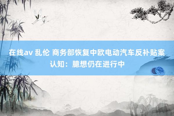 在线av 乱伦 商务部恢复中欧电动汽车反补贴案认知：臆想仍在进行中