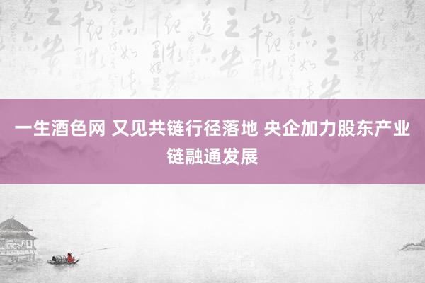 一生酒色网 又见共链行径落地 央企加力股东产业链融通发展