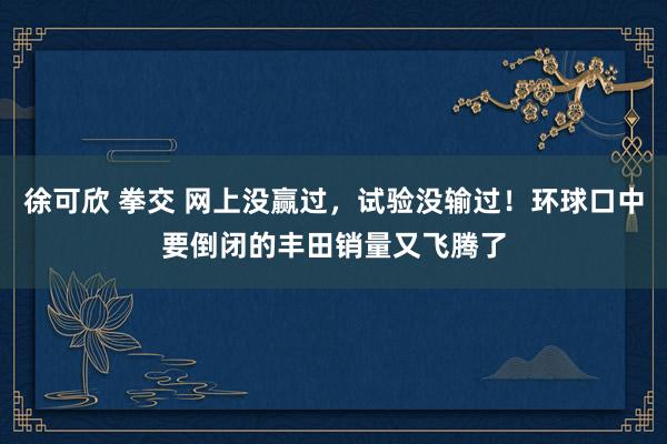 徐可欣 拳交 网上没赢过，试验没输过！环球口中要倒闭的丰田销量又飞腾了