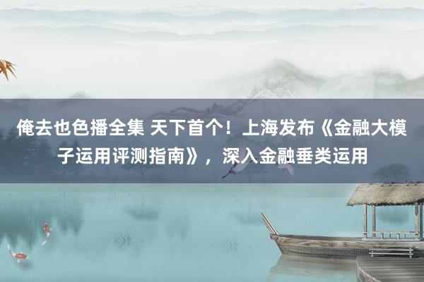 俺去也色播全集 天下首个！上海发布《金融大模子运用评测指南》，深入金融垂类运用
