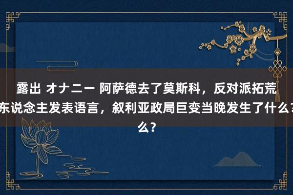 露出 オナニー 阿萨德去了莫斯科，反对派拓荒东说念主发表语言，叙利亚政局巨变当晚发生了什么？