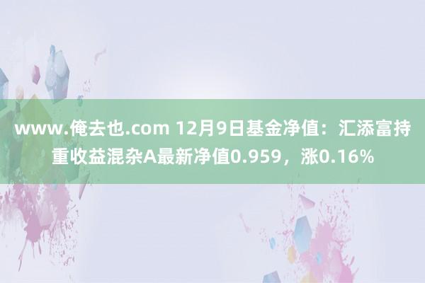 www.俺去也.com 12月9日基金净值：汇添富持重收益混杂A最新净值0.959，涨0.16%