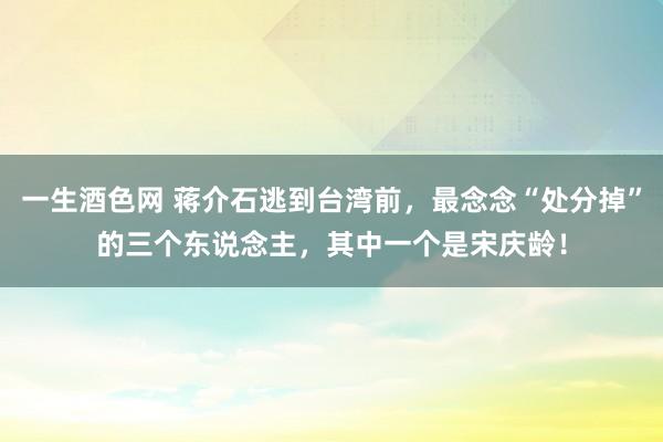 一生酒色网 蒋介石逃到台湾前，最念念“处分掉”的三个东说念主，其中一个是宋庆龄！