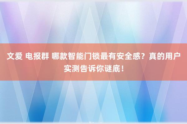 文爱 电报群 哪款智能门锁最有安全感？真的用户实测告诉你谜底！