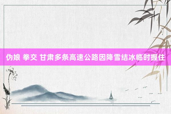 伪娘 拳交 甘肃多条高速公路因降雪结冰临时握住
