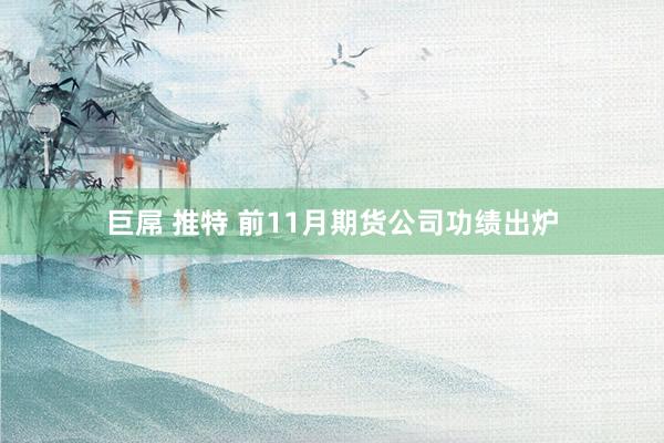 巨屌 推特 前11月期货公司功绩出炉