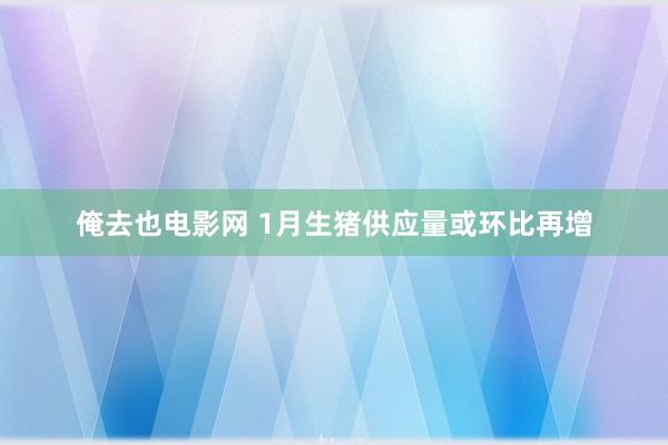 俺去也电影网 1月生猪供应量或环比再增