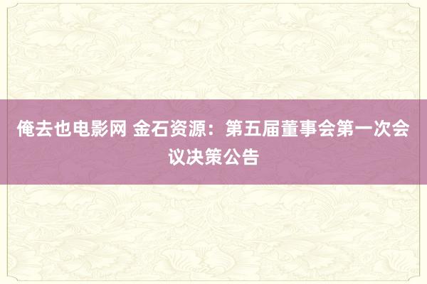 俺去也电影网 金石资源：第五届董事会第一次会议决策公告