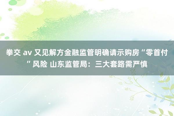 拳交 av 又见解方金融监管明确请示购房“零首付”风险 山东监管局：三大套路需严慎