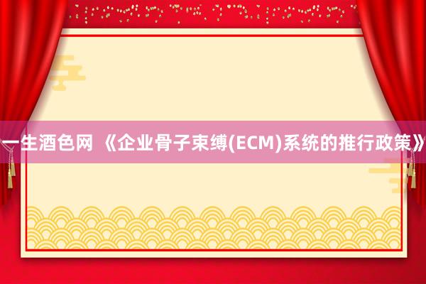 一生酒色网 《企业骨子束缚(ECM)系统的推行政策》