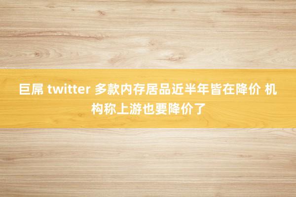 巨屌 twitter 多款内存居品近半年皆在降价 机构称上游也要降价了