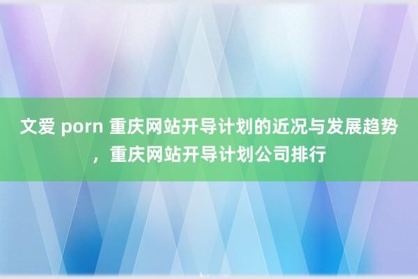 文爱 porn 重庆网站开导计划的近况与发展趋势，重庆网站开导计划公司排行