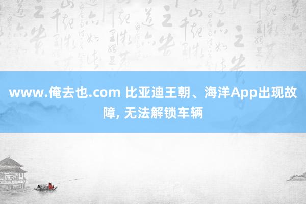 www.俺去也.com 比亚迪王朝、海洋App出现故障， 无法解锁车辆