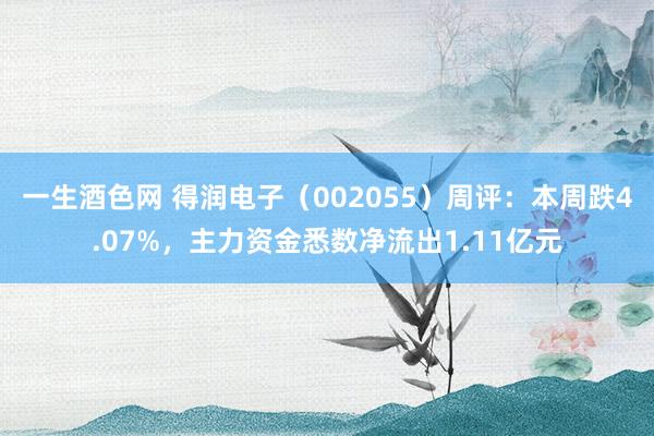 一生酒色网 得润电子（002055）周评：本周跌4.07%，主力资金悉数净流出1.11亿元