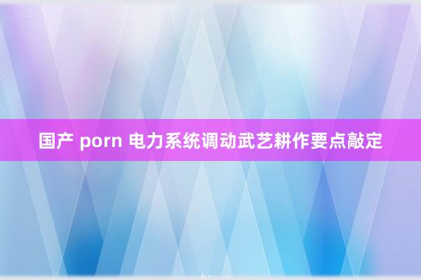 国产 porn 电力系统调动武艺耕作要点敲定