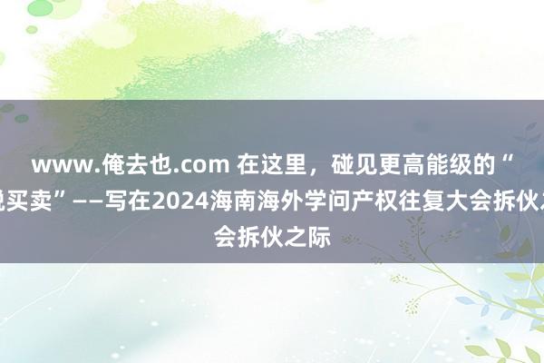 www.俺去也.com 在这里，碰见更高能级的“开脱买卖”——写在2024海南海外学问产权往复大会拆伙之际