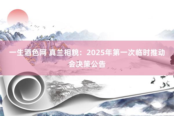 一生酒色网 真兰相貌：2025年第一次临时推动会决策公告