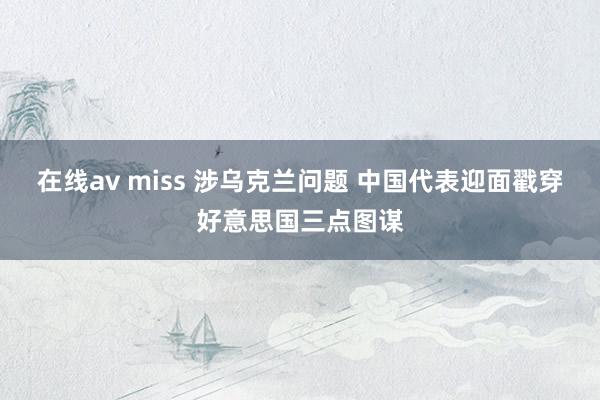 在线av miss 涉乌克兰问题 中国代表迎面戳穿好意思国三点图谋