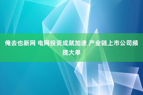 俺去也新网 电网投资成就加速 产业链上市公司频揽大单