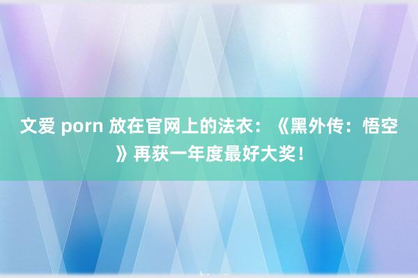 文爱 porn 放在官网上的法衣：《黑外传：悟空》再获一年度最好大奖！