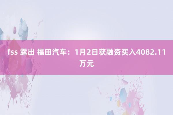 fss 露出 福田汽车：1月2日获融资买入4082.11万元