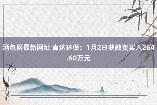 酒色网最新网址 青达环保：1月2日获融资买入264.60万元