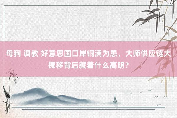 母狗 调教 好意思国口岸铜满为患，大师供应链大挪移背后藏着什么高明？