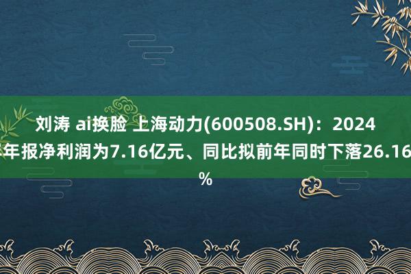 刘涛 ai换脸 上海动力(600508.SH)：2024年年报净利润为7.16亿元、同比拟前年同时下落26.16%