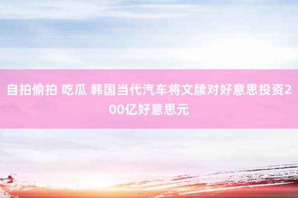 自拍偷拍 吃瓜 韩国当代汽车将文牍对好意思投资200亿好意思元