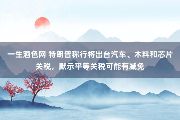 一生酒色网 特朗普称行将出台汽车、木料和芯片关税，默示平等关税可能有减免