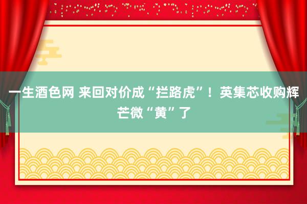 一生酒色网 来回对价成“拦路虎”！英集芯收购辉芒微“黄”了