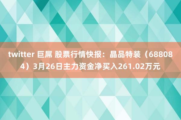 twitter 巨屌 股票行情快报：晶品特装（688084）3月26日主力资金净买入261.02万元